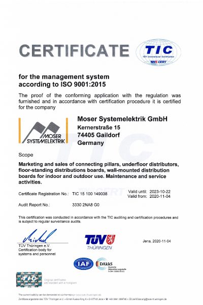 Certificate DIN EN 9001:2015