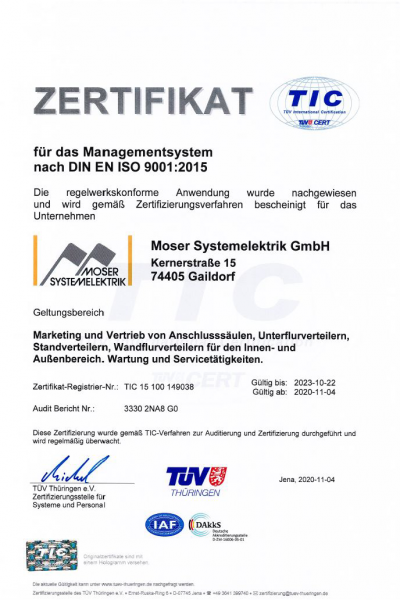 Zertifikat DIN EN ISO 9001-2015